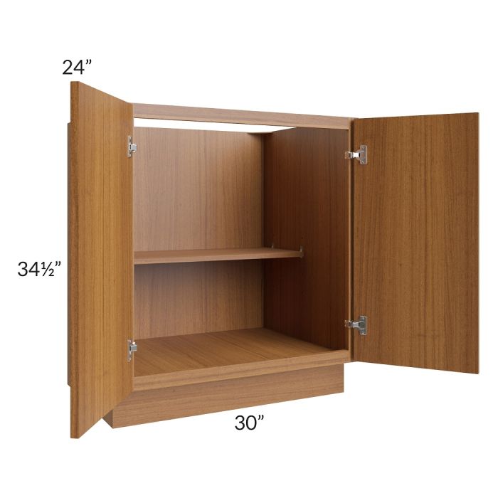 RTA Portland Walnut 30" Full Height Door Base Cabinet with 1 Decorative End Panel