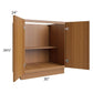RTA Portland Walnut 30" Full Height Door Base Cabinet with 2 Roll Out Trays