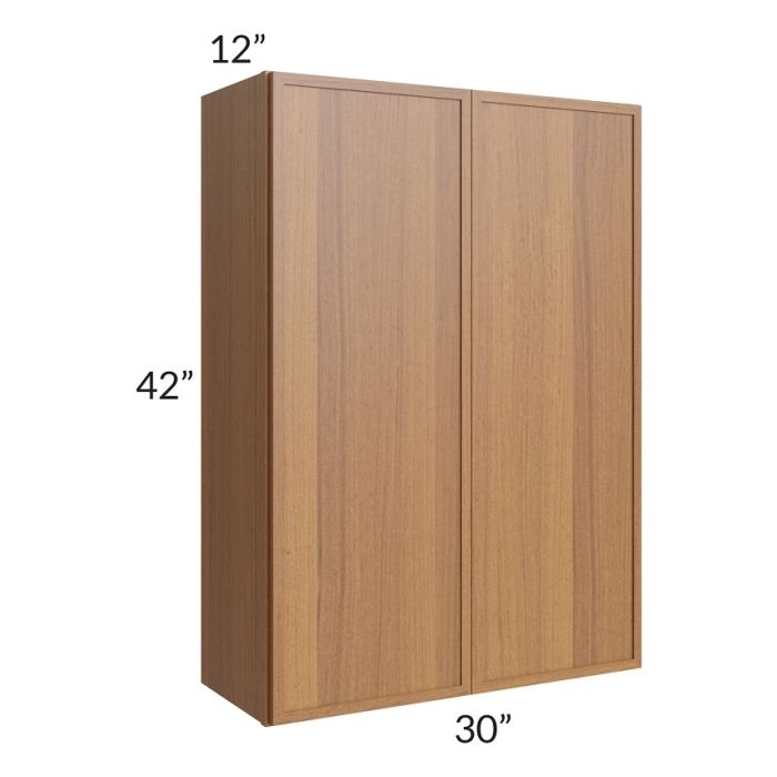 RTA Portland Walnut 30" x 42" Wall Cabinet with Glass Door