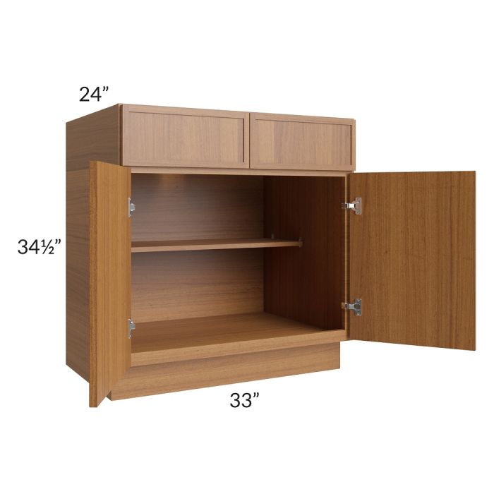 RTA Portland Walnut 33" Base Cabinet with 1 Roll Out Tray