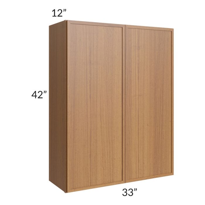 RTA Portland Walnut 33" x "42 Wall Cabinet with 2 Decorative End Panels