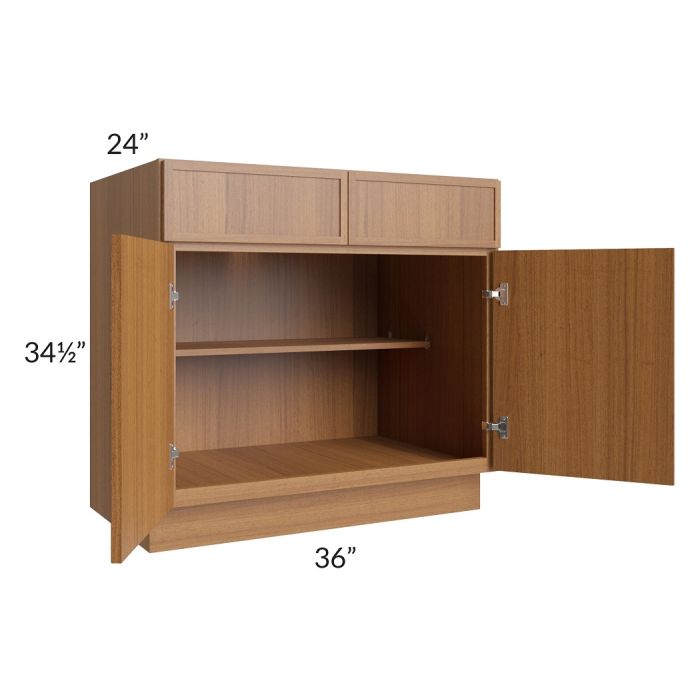 RTA Portland Walnut 36" Base Cabinet with 1 Decorative End Panel