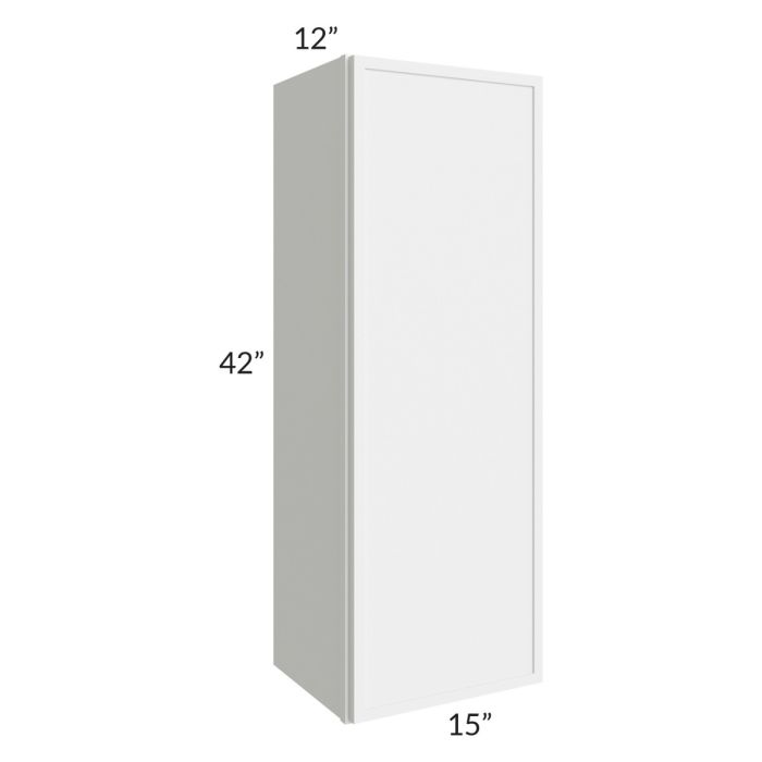 RTA Portland White 15" x 42" Wall Cabinet with Glass Door and 1 Decorative End Panel
