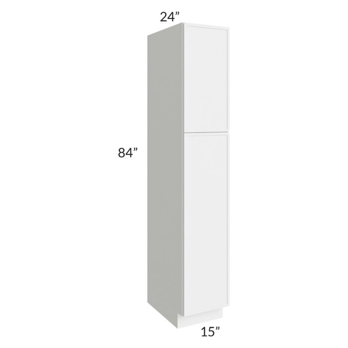 RTA Portland White 15" x 84" Wall Pantry Cabinet with 1 Decorative Panel and 4 Roll Out Trays