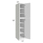RTA Portland White 15" x 90" Wall Pantry Cabinet with 2 Decorative Panels and 2 Roll Out Trays