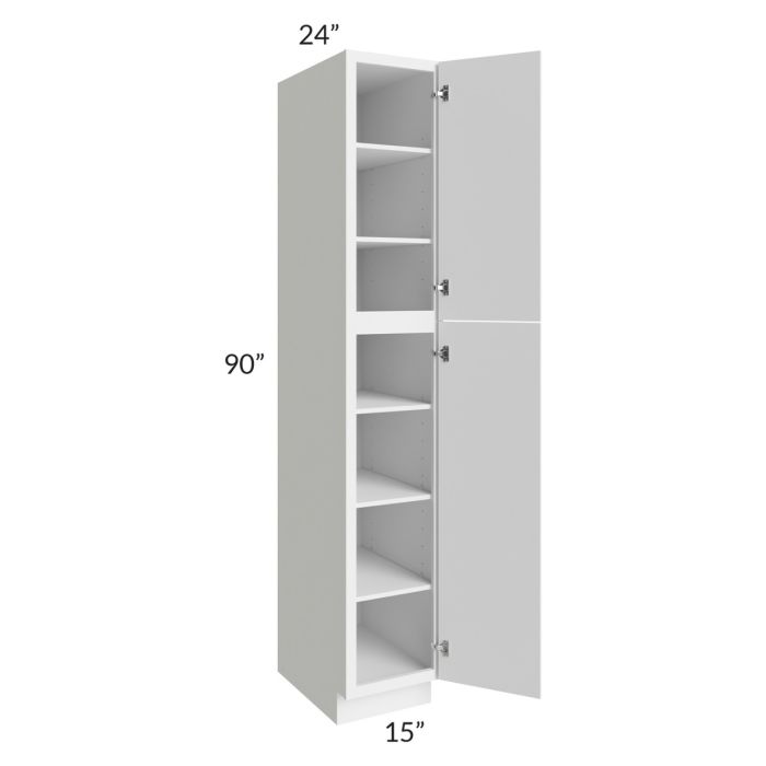 RTA Portland White 15" x 90" Wall Pantry Cabinet with 2 Decorative Panels and 2 Roll Out Trays