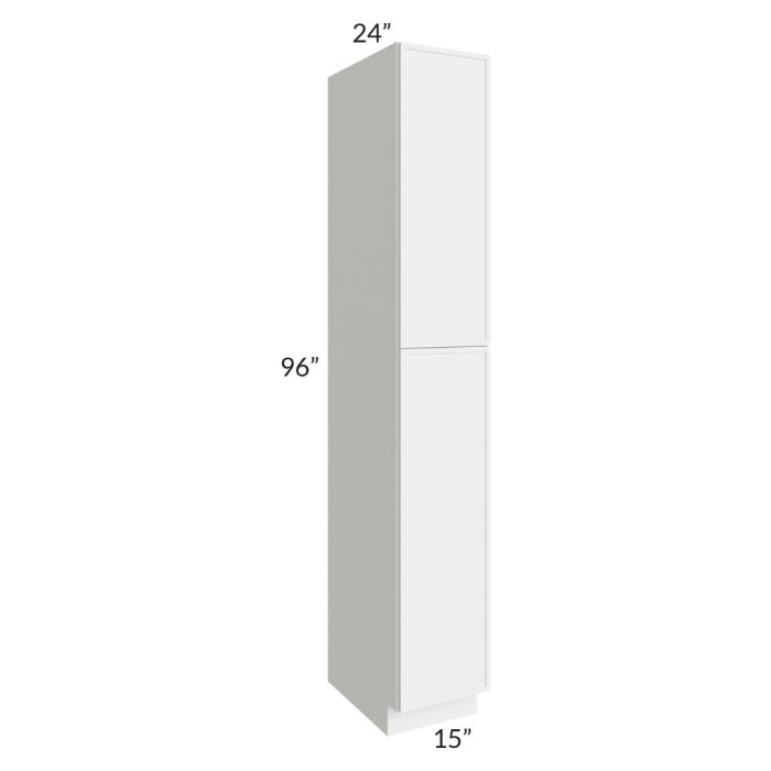 RTA Portland White 15" x 96" Wall Pantry Cabinet with 1 Decorative Panel and 4 Roll Out Trays