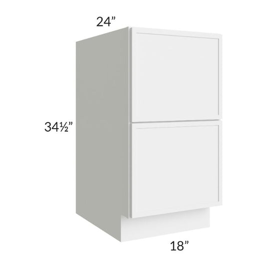 RTA Portland White 18" 2-Drawer Base Cabinet