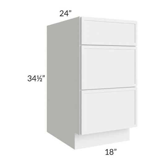 RTA Portland White 18" Drawer Base Cabinet with 1 Decorative End Panel