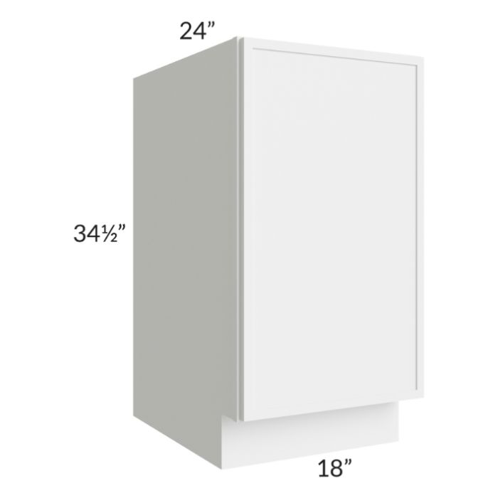 RTA Portland White 18" Full Height Door Base Cabinet with 2 Decorative End Panel and 1 Roll Out Tray