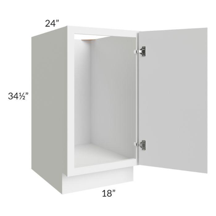 RTA Portland White 18" Full Height Door Base Cabinet with 2 Decorative End Panel and 1 Roll Out Tray