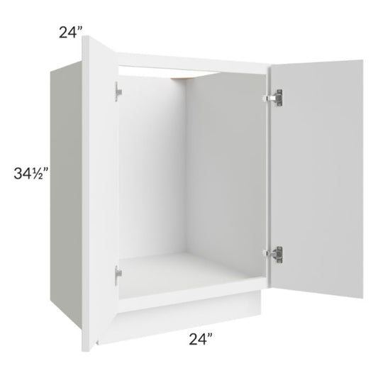 RTA Portland White 24" Full Height Door Base Cabinet with 1 Decorative End Panel and 1 Roll Out Tray