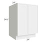 RTA Portland White 24" Full Height Door Base Cabinet with 1 Decorative End Panel and 2 Roll Out Trays