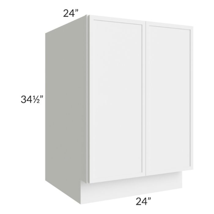 RTA Portland White 24" Full Height Door Base Cabinet with 1 Decorative End Panel and 2 Roll Out Trays