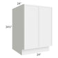 RTA Portland White 24" Full Height Door Base Cabinet with 1 Roll Out Tray