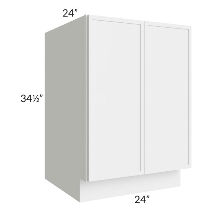 RTA Portland White 24" Full Height Door Base Cabinet with 2 Decorative End Panel and 2 Roll Out Trays