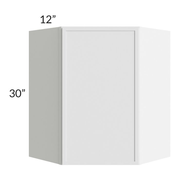 RTA Portland White 24" x 30" Wall Diagonal Corner Cabinet with Glass Door