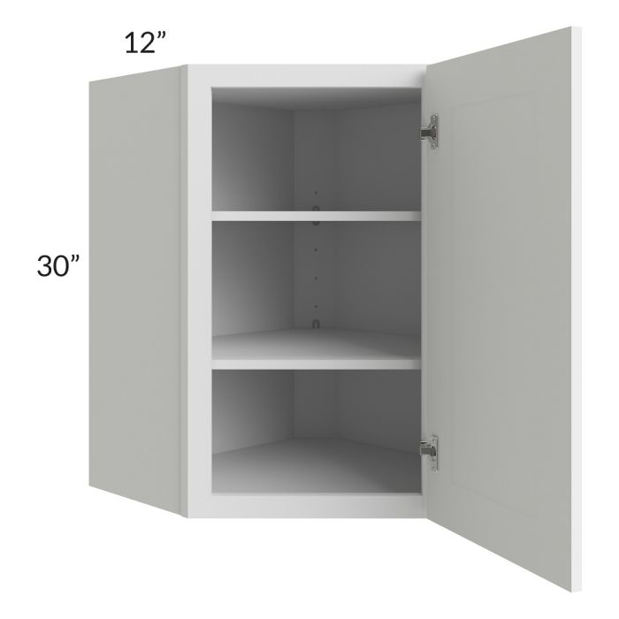 RTA Portland White 24" x 30" Wall Diagonal Corner Cabinet with Glass Door