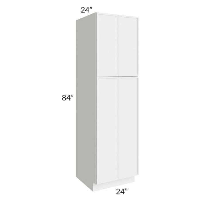 RTA Portland White 24" x 84" Wall Pantry Cabinet with 2 Decorative Panels and 1 Roll Out Tray
