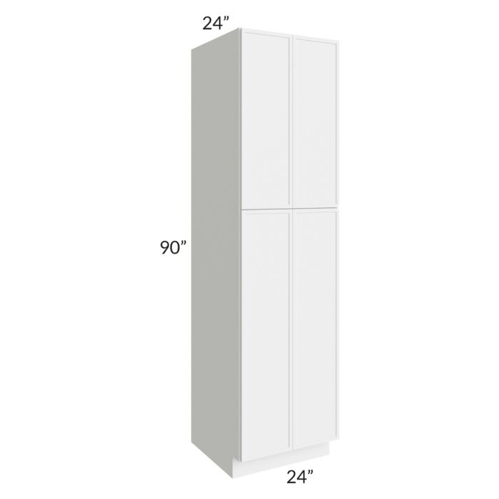 RTA Portland White 24" x 90" Wall Pantry Cabinet with 1 Decorative Panel and 3 Roll Out Trays