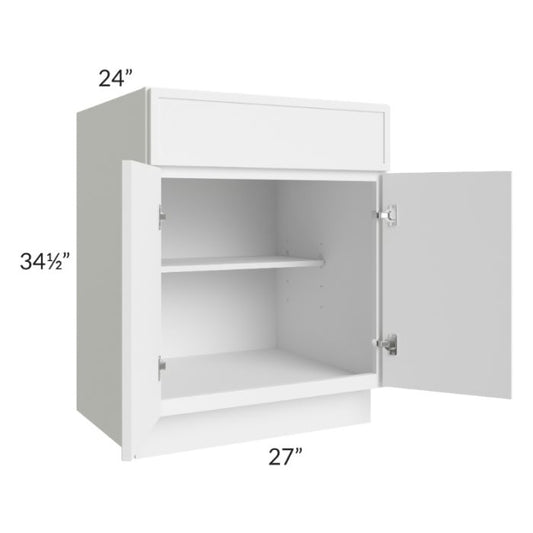 RTA Portland White 27" Base Cabinet with 1 Decorative End Panel and 1 Roll Out Tray