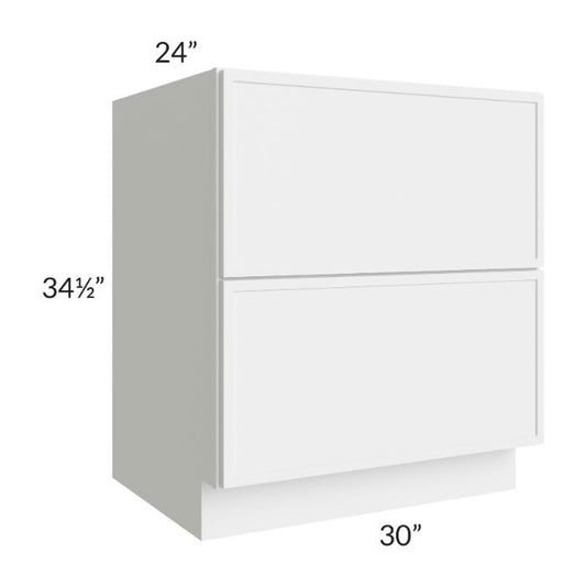 RTA Portland White 30" 2-Drawer Base Cabinet
