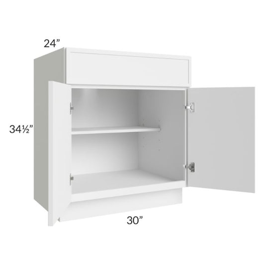 RTA Portland White 30" Base Cabinet with 1 Roll Out Tray and 1 Decorative End Panel
