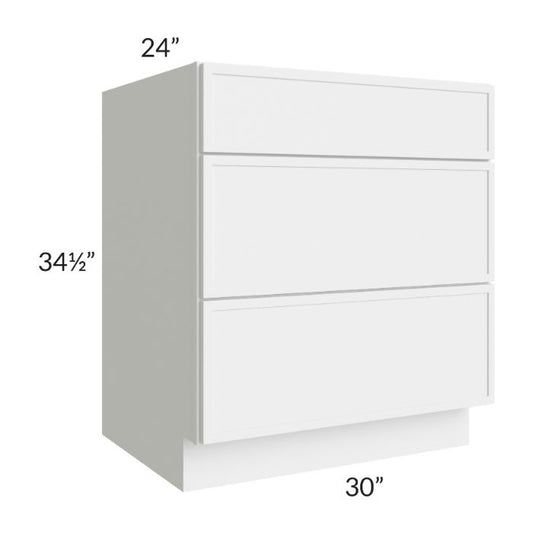 RTA Portland White 30" Drawer Base Cabinet with 1 Decorative End Panel
