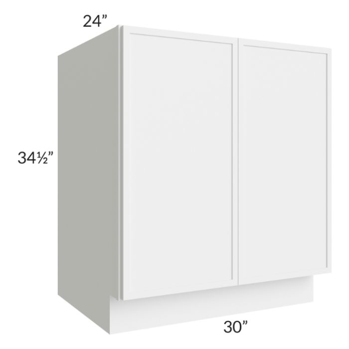 RTA Portland White 30" Full Height Door Base Cabinet with 2 Decorative End Panel and 1 Roll Out Tray