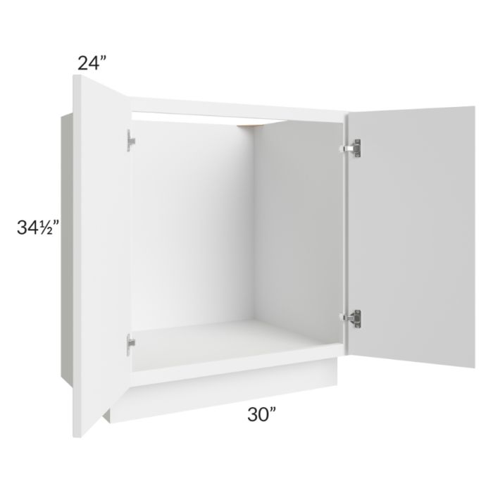 RTA Portland White 30" Full Height Door Base Cabinet with 2 Decorative End Panel and 1 Roll Out Tray