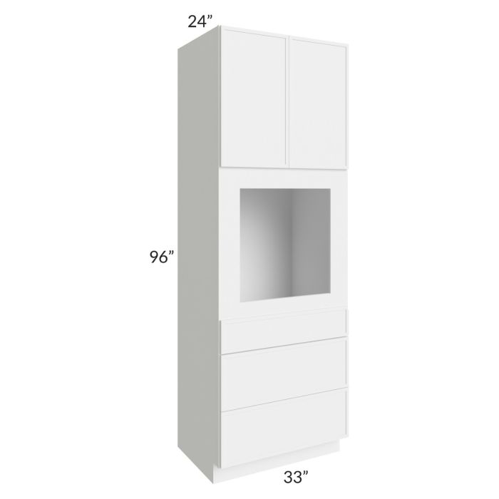 RTA Portland White 33" x 96" Oven Cabinet with 2 Decorative Panels