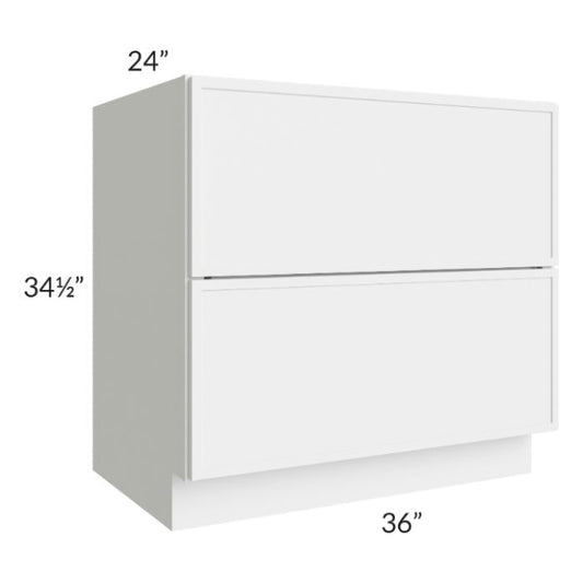 RTA Portland White 36" 2-Drawer Base Cabinet