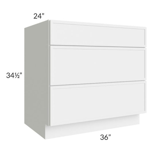 RTA Portland White 36" Drawer Base Cabinet with 1 Decorative End Panel