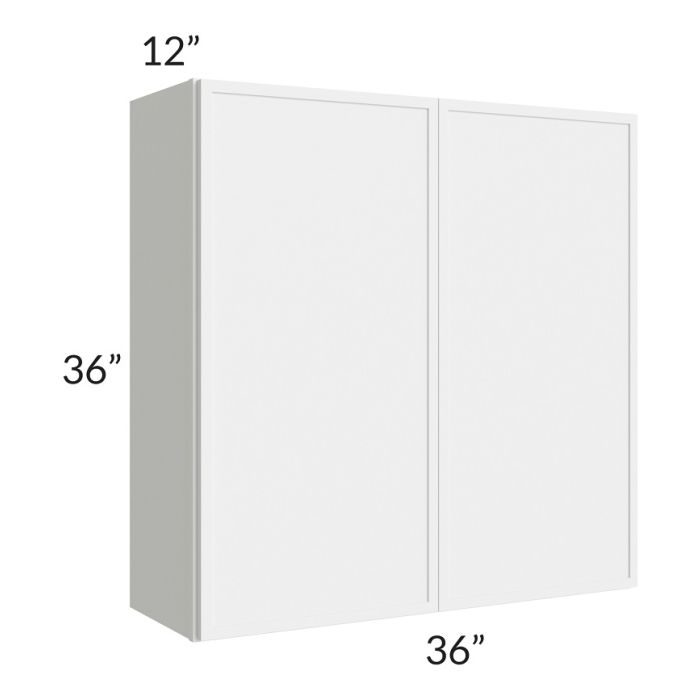 RTA Portland White 36" x 36" Wall Cabinet with Glass Door and 2 Decorative End Panel