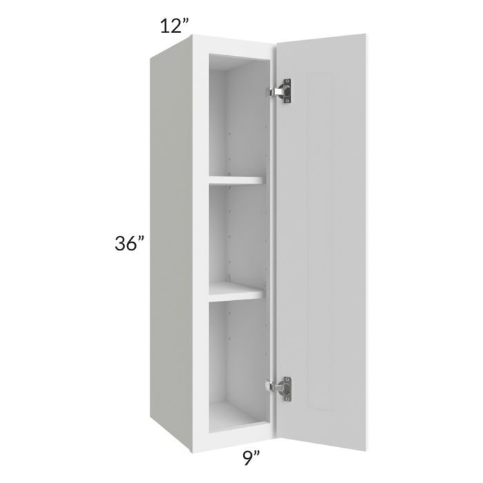 RTA Portland White 9" x 36" Wall Cabinet with 1 Decorative End Panel