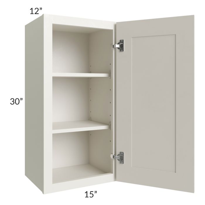 RTA Providence Cream Glaze 15" x 30" Wall Cabinet with 2 Decorative End Panels and Mullion Glass Door