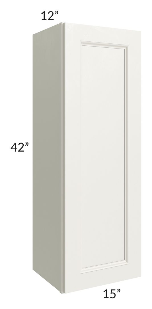 RTA Providence Cream Glaze 15" x 42" Wall Cabinet with 2 Decorative End Panels and Mullion Glass Door