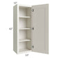 RTA Providence Cream Glaze 15" x 42" Wall Cabinet with 2 Decorative End Panels and Mullion Glass Door
