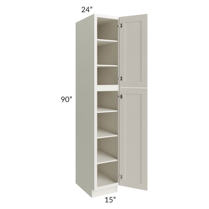 RTA Providence Cream Glaze 15" x 90" Wall Pantry with 1 Decorative End Panel and 4 Roll Out Trays