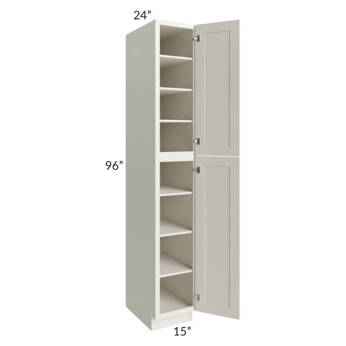RTA Providence Cream Glaze 15" x 96" Wall Pantry with 1 Decorative End Panel