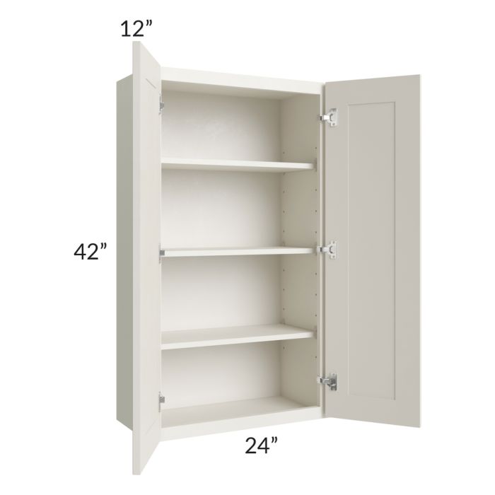 RTA Providence Cream Glaze 24" x 42" Wall Cabinet with Mullion Glass Door