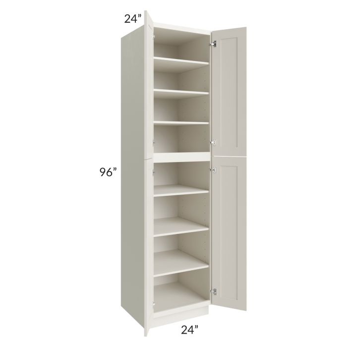 RTA Providence Cream Glaze 24" x 96" Wall Pantry with 1 Decorative End Panel and 2 Roll Out Trays