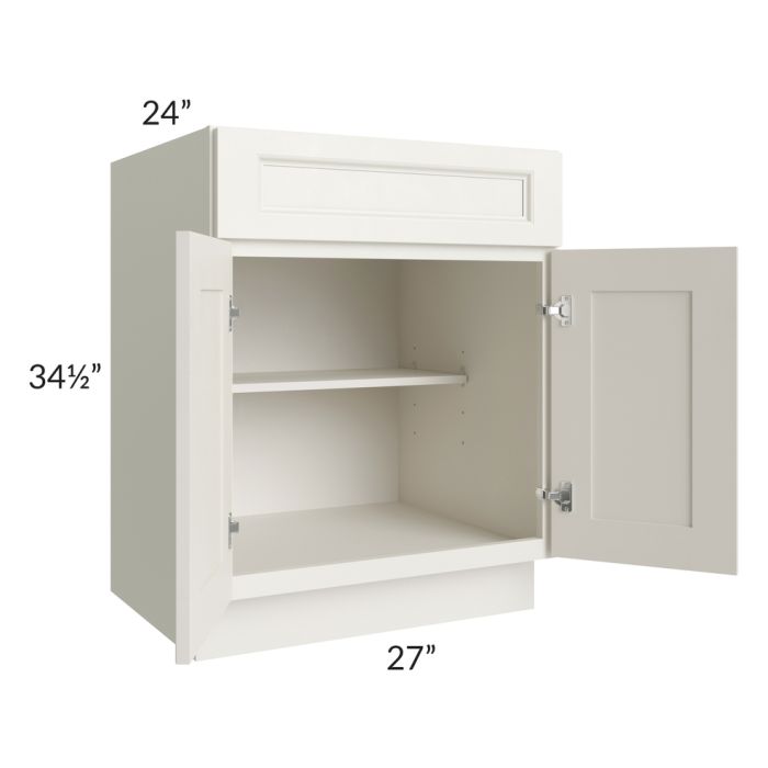 RTA Providence Cream Glaze 27" Base Cabinet with 2 Decorative End Panels and 1 Roll Out Tray