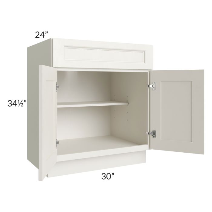 RTA Providence Cream Glaze 30" Base Cabinet with 2 Decorative End Panels and 2 Roll Out Trays
