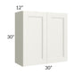 RTA Providence Cream Glaze 30" x 30" Wall Cabinet with 2 Decorative End Panels and Mullion Glass Door