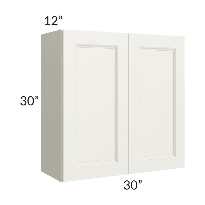 RTA Providence Cream Glaze 30" x 30" Wall Cabinet with 2 Decorative End Panels and Mullion Glass Door