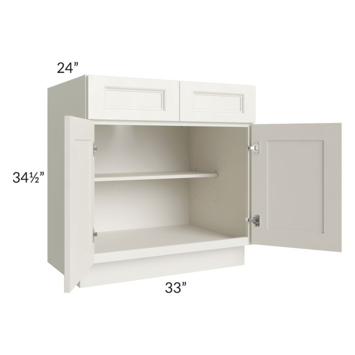 RTA Providence Cream Glaze 33" Base Cabinet with 2 Roll Out Trays