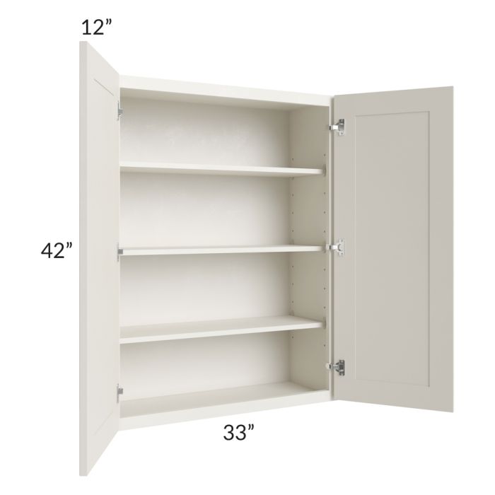 RTA Providence Cream Glaze 33" x 42" Wall Cabinet with 2 Decorative End Panels