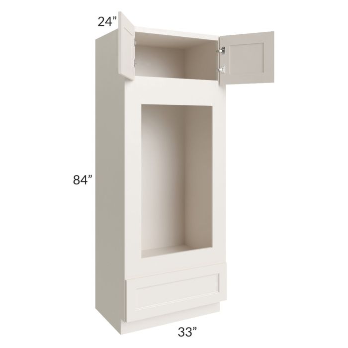 RTA Providence Cream Glaze 33" x 84" Double Oven or Oven/Microwave Cabinet with 1 Decorative End Panel