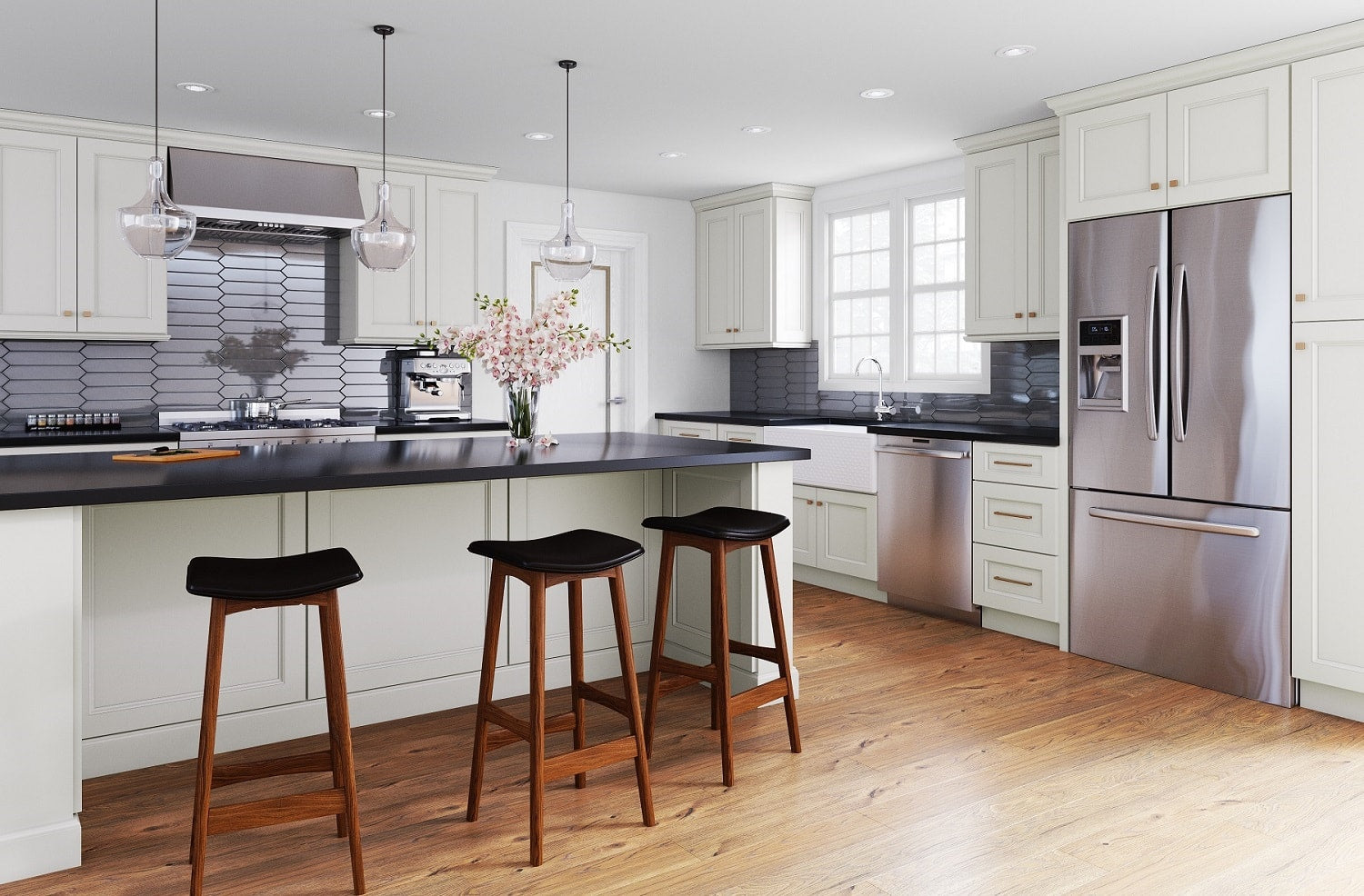 RTA Providence Cream Glaze 33" x 90" Oven Cabinet with 1 Decorative End Panel